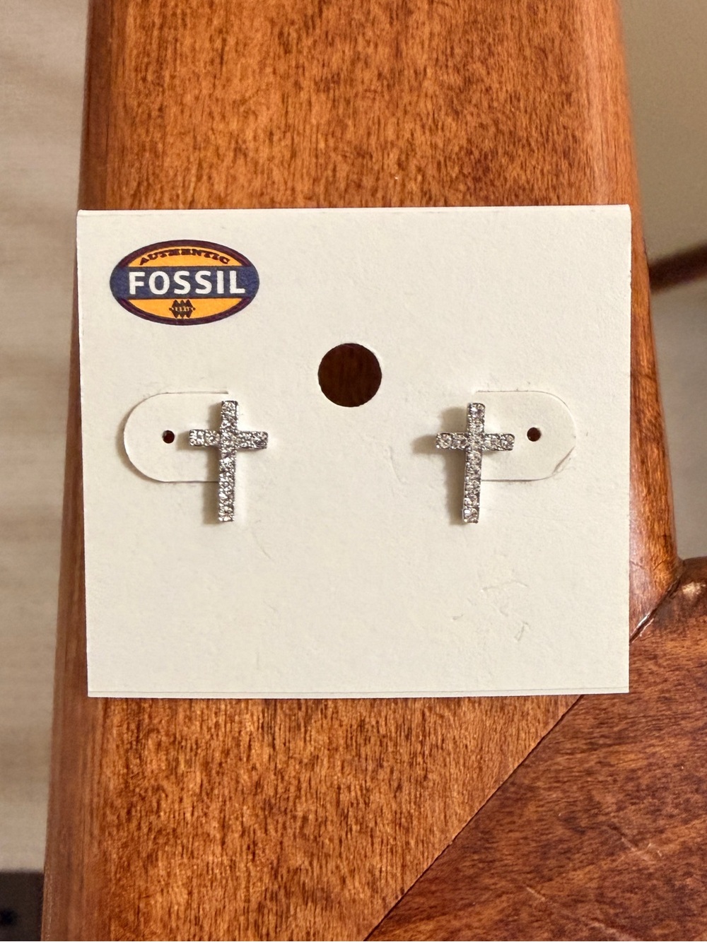 Fossil Silver Cross Stud Earrings